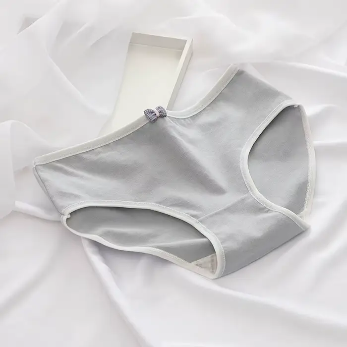 Culotte en pur coton pour femmes, douce, respirante, couleur unie, nœud papillon, Sexy, Lingerie fém