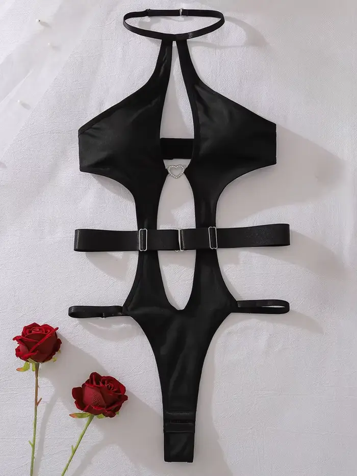 Belamimi Combinaison moulante dos nu pour femme, tenue une pièce amincissante avec ceinture réglable