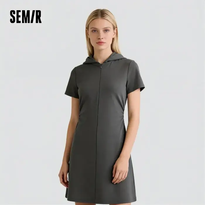 Robe Femme Semir à Capuche 2026 Effet Deux Pièces Coupe Ajustée Taille Plissée Style Urbain Décontra