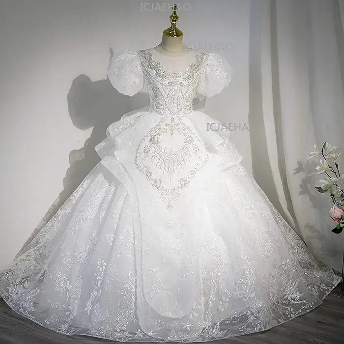 Robe de princesse pour filles 2026, tenue de demoiselle d'honneur blanche pour mariage, costume de s
