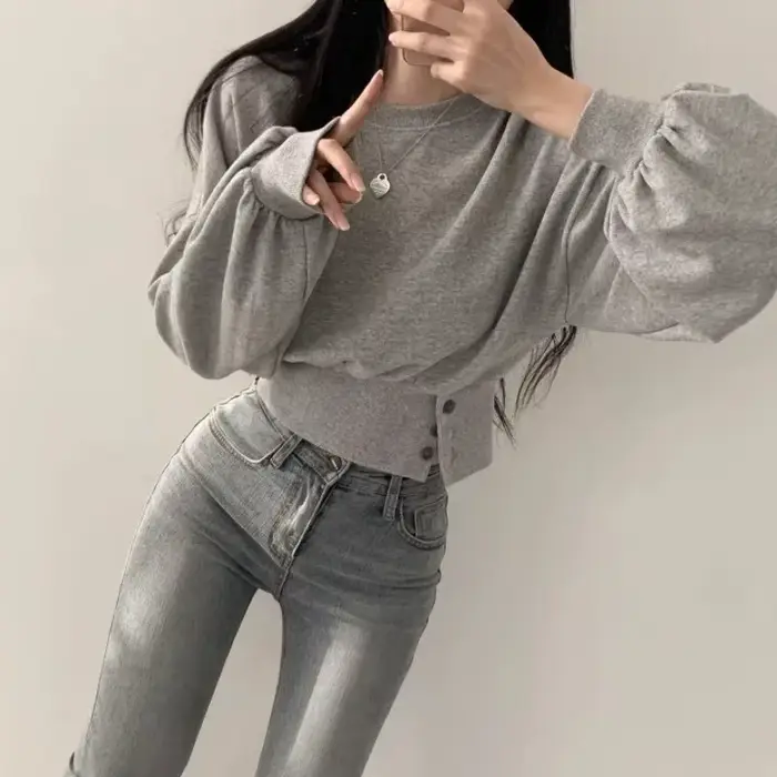 Ulzzang Gombíkový dizajn Baggy pre ženy