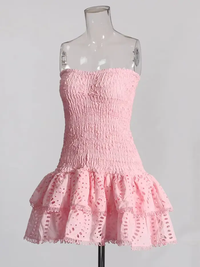 TWOTWINSTYLE Patchwork plisované šaty pre ženy bez ramienok bez rukávov s vysokým pásom elegantné