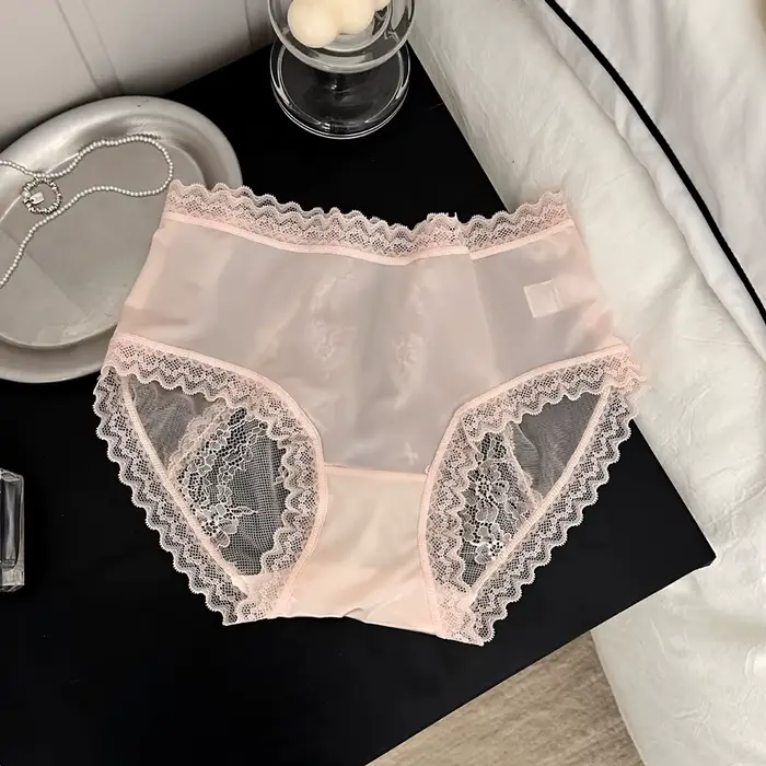 Sexy nohavičky pre jemné otvorené ženy s priedušnou priehľadnou mašľou pod mäkkým oblečením v páse čipky spodná bielizeň s kvetinovým vzorom super pohodlné špeciálne príležitosti