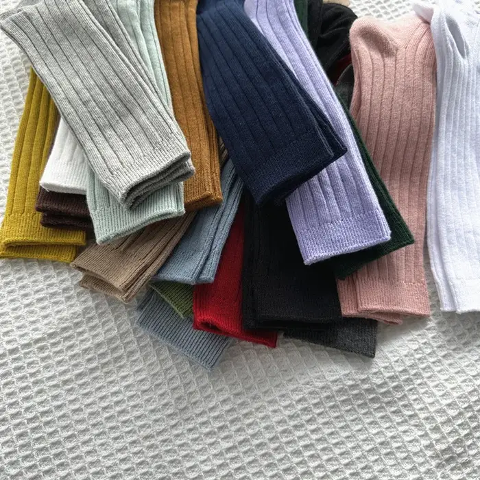 Chaussettes longues hautes en coton pour bébés garçons et filles, chaussettes douces à rayures respi