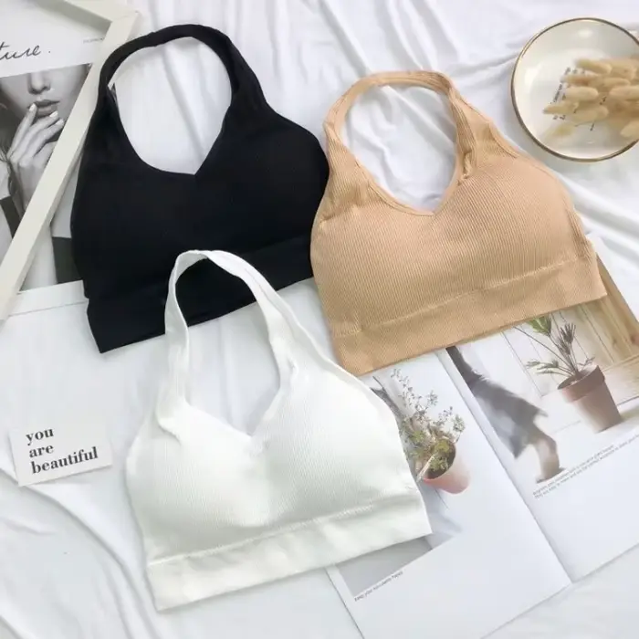 Móda Sexy ohlávka bez chrbta podprsenka Camisole pre ženy bezdrôtové Športová podprsenka top popruhy pevná kultúra topy nárazuvzdorná vesta Spodná bielizeň