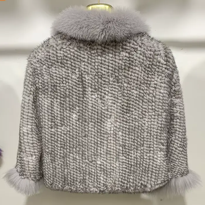 Nouveau Poncho en vraie fourrure de vison tricoté 100% naturel véritable fourrure de vison châle nat