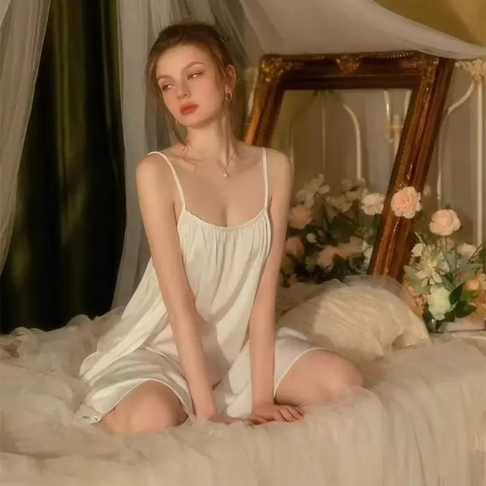 Plus veľkosť ľadové hodvábne letné nočná košeľa pre sexy ženy voľné mini šaty podväzkové pyžamo módne špeciálne príležitosti