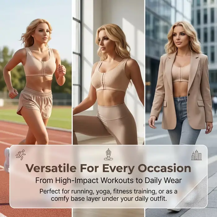 Športová podprsenka pre ženy minimalizácia, predné uzavretie, push-up, polstrované, pre jogu, fitness, beh