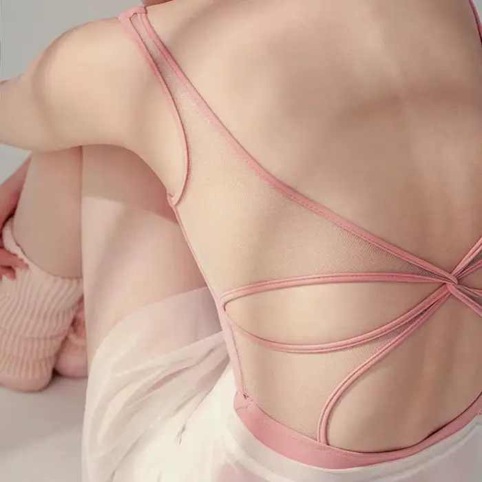 EI-Ling 2.0 – body de Ballet nacré papillon, petit col en v de style français pour la danse et le Yoga