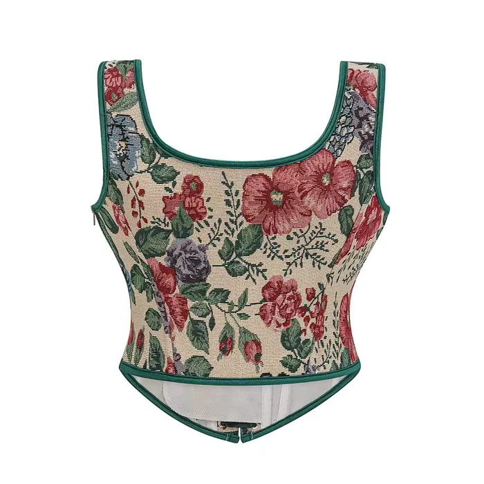Corset surbuste femme vert floral sexy gothique victorien vintage steampunk médiéval pour entraînement de taille et formation du corps