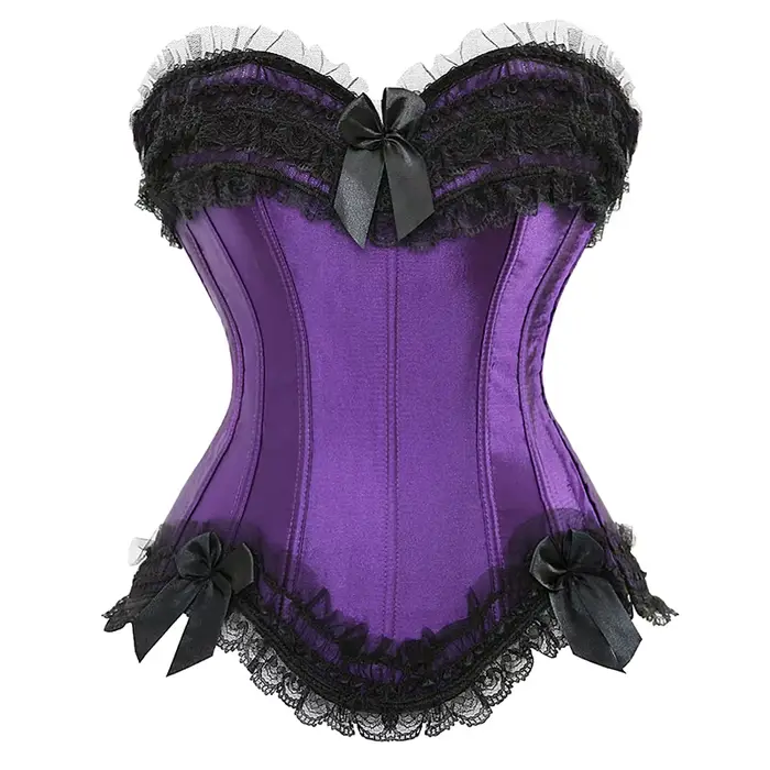 Corset bustier en satin pour femme, costume burlesque, corset princesse, haut à lacets, couleur blanche, rose, noire, violette, grande taille, occassions spéciales, mariage, bal de promo, boîte de nuit