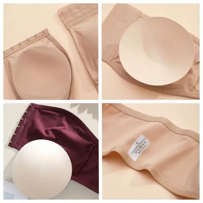 Bezramenná push-up bandeau podprsenka s predným zapínaním pre ženy