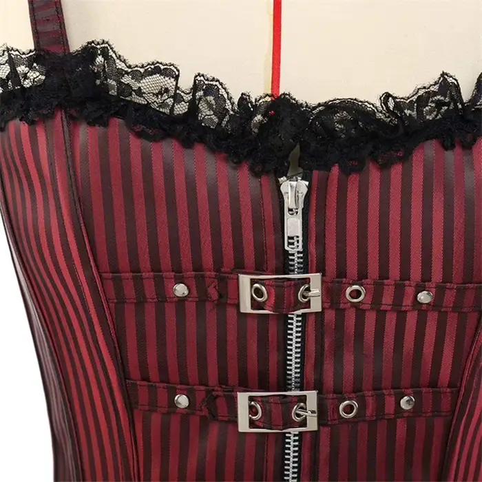 Corset Steampunk Femme avec Dentelle et Motifs Rayés Pour Occasions Spéciales