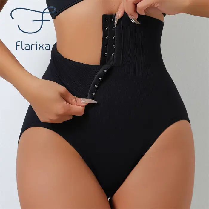 Culotte de contrôle taille haute sans couture pour femmes conception boutonnée nylon élasthanne amincissante silhouette élégante occasions spéciales