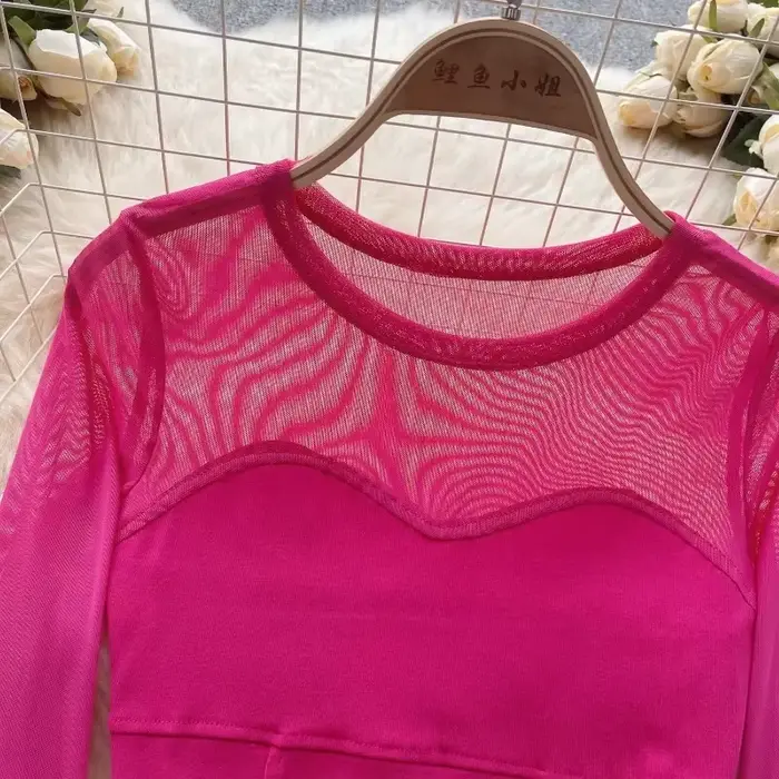 Patchwork polyesterová nočná košeľa s elegantnou gázou a slim fit pre ženy všetky ročné obdobia