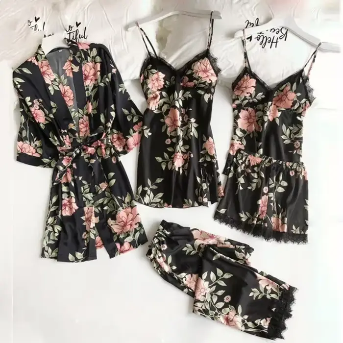 Sada luxusných pyžam pre ženy, hrubý polyester, s elegantnými potlačami, pre horúce letné noci, špeciálne príležitosti a darčeky pre ňu
