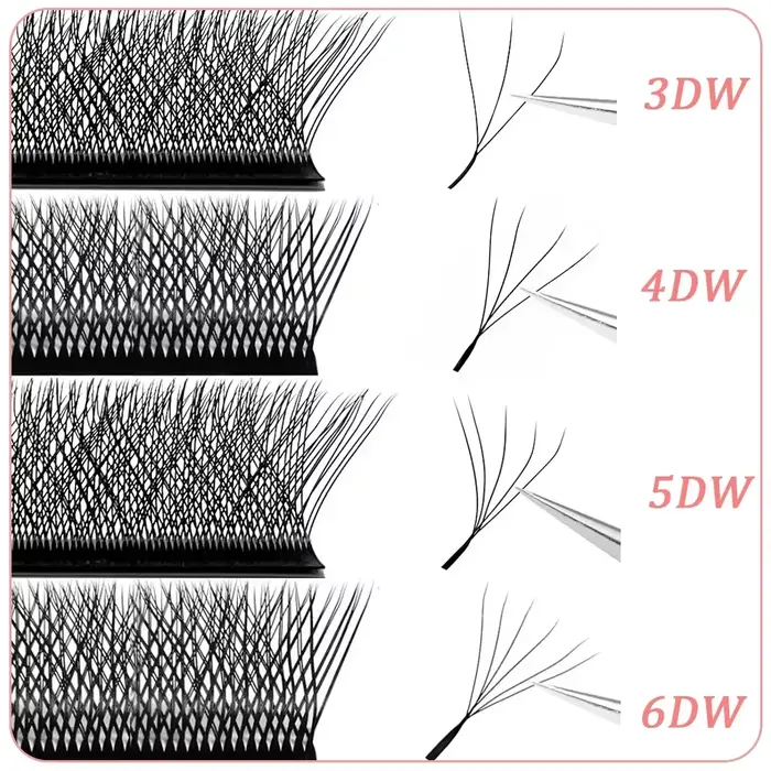 Extensions de cils Goddess W3D 4D 5D 6D, style W, en faux vison, naturelles, douces, effet éventail 