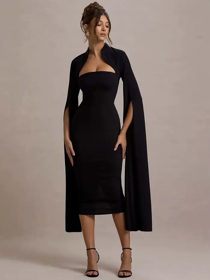 Viacúčelové šaty Mozision Sexy s štvorcovým výstrihom pre ženy Fall-Winter Club štýl a špeciálne večery
