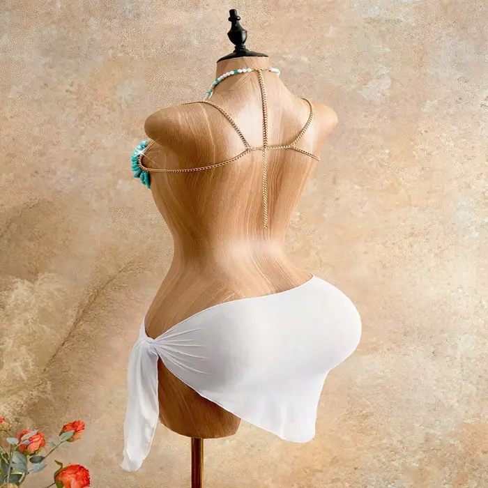 Korálky telo reťaz multicolor neba modrá a biela pre ženy, podprsenka štýl, pre pláž, leto, bikiny, orezať top, sexy večerné oblečenie