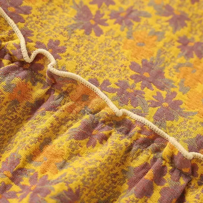 Retro žakárová bavlnená nočná košeľa pre ženy, jemná nočná košeľa, trojštvrťové rukávy, stredná dĺžka, jar a jeseň