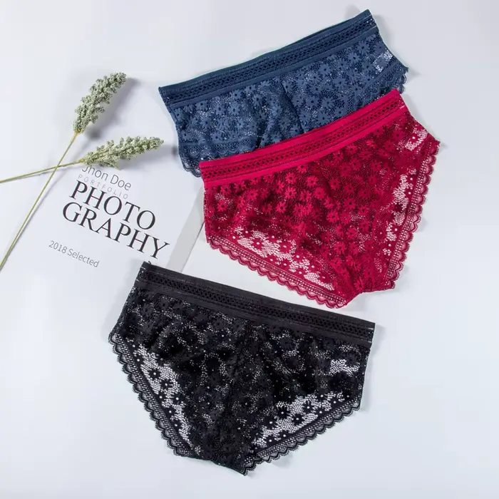 Sexy čipky nohavičky pre ženy, módne spodné prádlo, spodná bielizeň s nízkym pásom, priedušné, priehľadné nohavičky