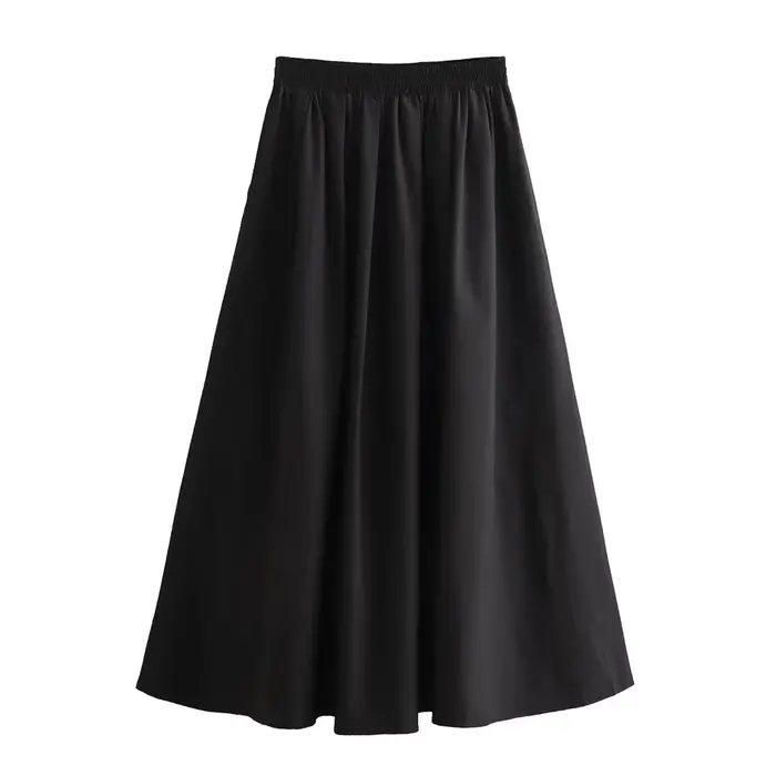 Mooyufon 2025 tempérament femme polyvalent ample et décontracté couleur unie jupe taille haute longu
