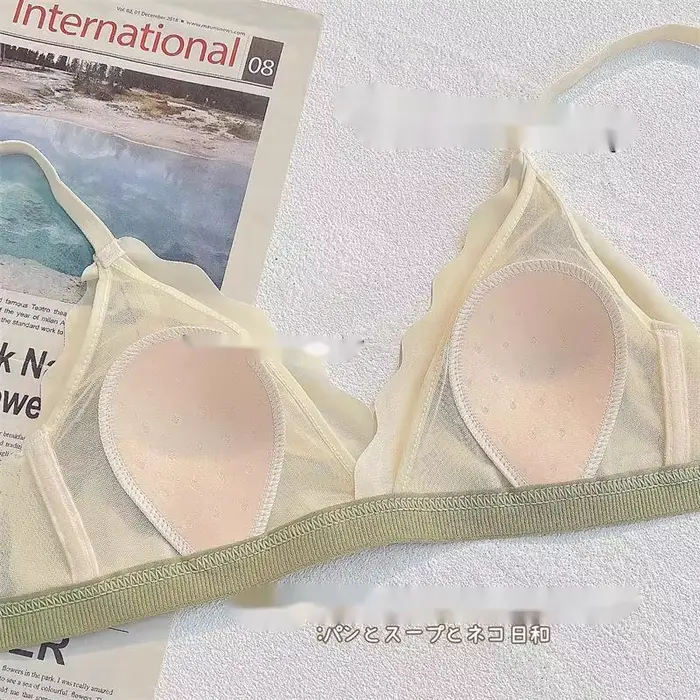 Jemná francúzska romantická čipka Bralette pre ženy, malé králičie ušné podprsenky zhromažďujúce hrudník, mäkká trojuholníková čiapka, oceľový krúžok, bezplatná podprsenka, leto
