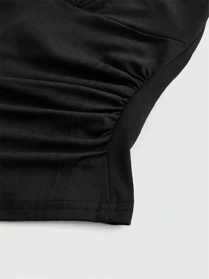 Top krátky chrbát V-neck leopard pre ženy sexy štýl a klub letné junior pletené polyester elastan