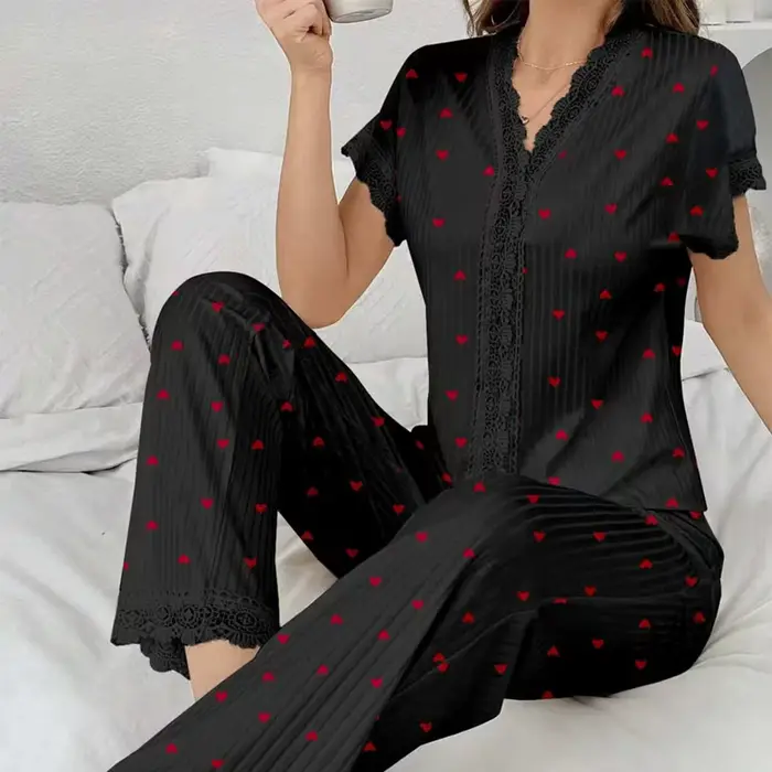 čipka LISCN pyžamo pre ženy, sexy štýl, V-neck, polyamid a elastan, leto, pohodlie a elegancia