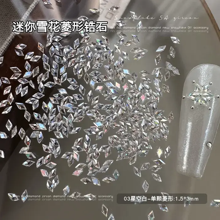 100 pièces brillant Zircon strass breloques pour ongles 1.5*3mm Mini ongles rhombiques pierres préci