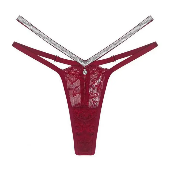 Culotte Transparente en Dentelle Femme Brève Taille Basse Bretelles Douces et Respirantes Occasions Spéciales Lingerie Chic
