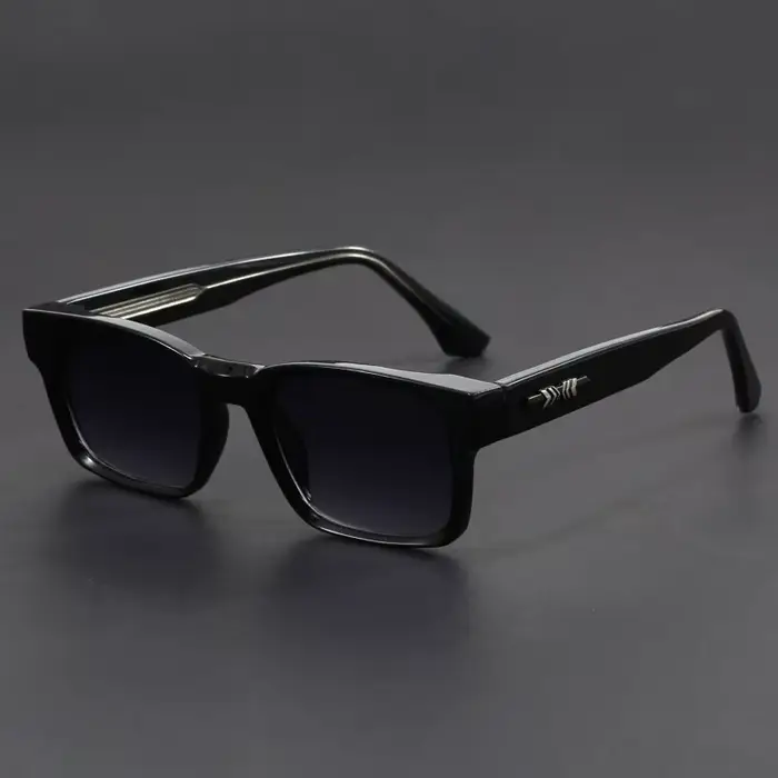 Lunettes de soleil anti-UV à monture carrée noire et imprimé léopard, style rétro et tendance, pour