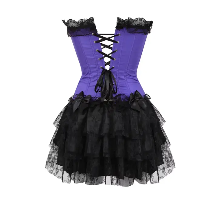 Čipkovaný večerný korzetový voľný sexy šaty pre ženy zelená Lingerie a čierna čipka mini sukňa Showgirl tanec S-2XL