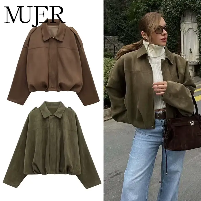 MUJER 2025 Dámska semišová bomber bunda