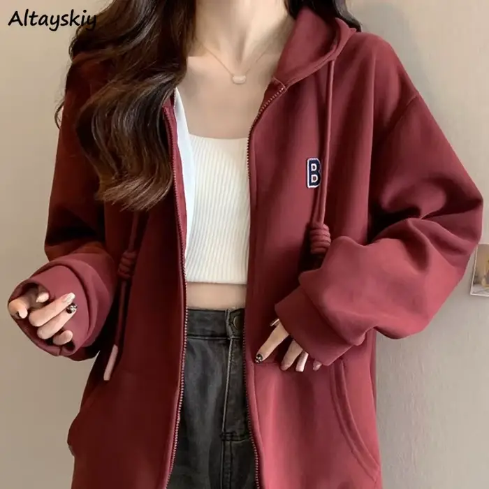 sveter s kapucňou Casual žena z bavlny a polyesteru pre jeseň-zima Vintage kórejský štýl ponúknuť