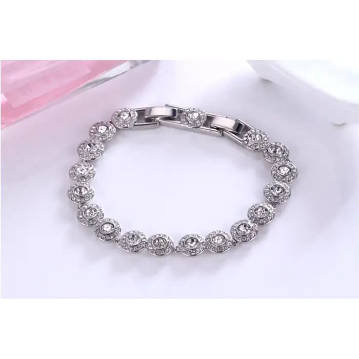 Ensemble de bijoux ronds en cristal, goutte d'eau, haute, à la mode, éblouissant, Bracelet, boucle d