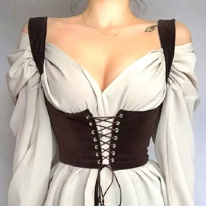 Dámske korzet Bustier vysoká krátka čipka hore čierna koža obväz pod busta podväzok Cami pás vesta BodyshaperTank Cummerbund