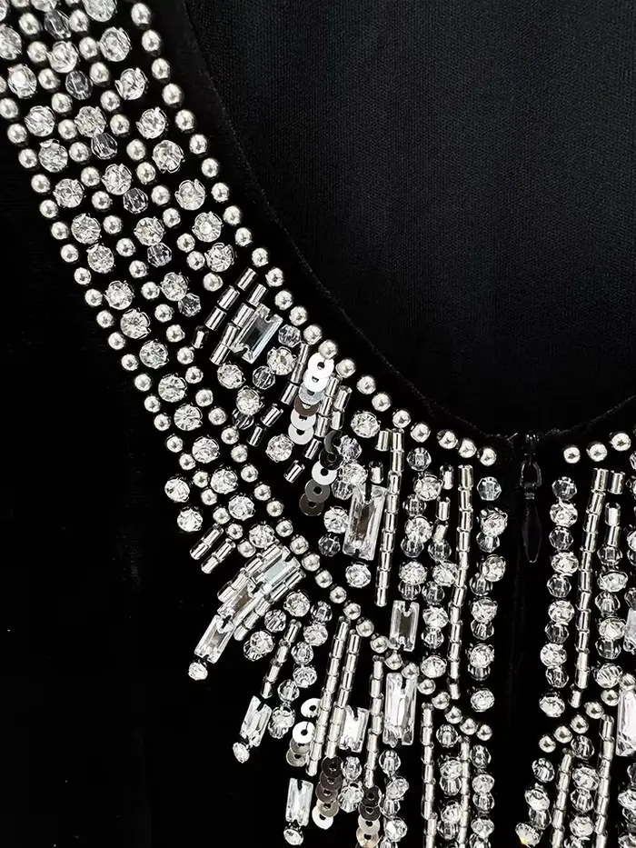 Robe à perles lourdes pour femmes, Streetwear tendance, élégante, amincissante, Sexy, dos nu, en vel