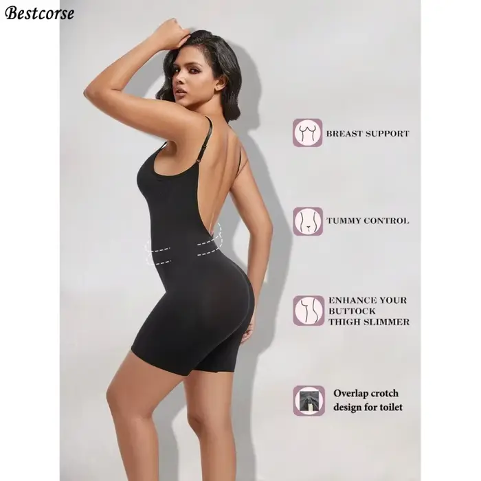 Body de maintien en polyamide et élastane pour femmes, design dévoilant le dos, coupes ajustées et confortables, pour les occasions spéciales et les cadeaux d'anniversaire