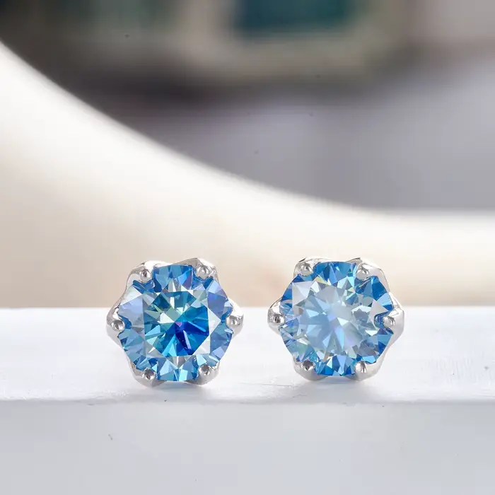 1/2/4CT VVS D farba Ruský brúsny Moissanit 8H8A Laboratórny diamant náušnice pre ženy S925
