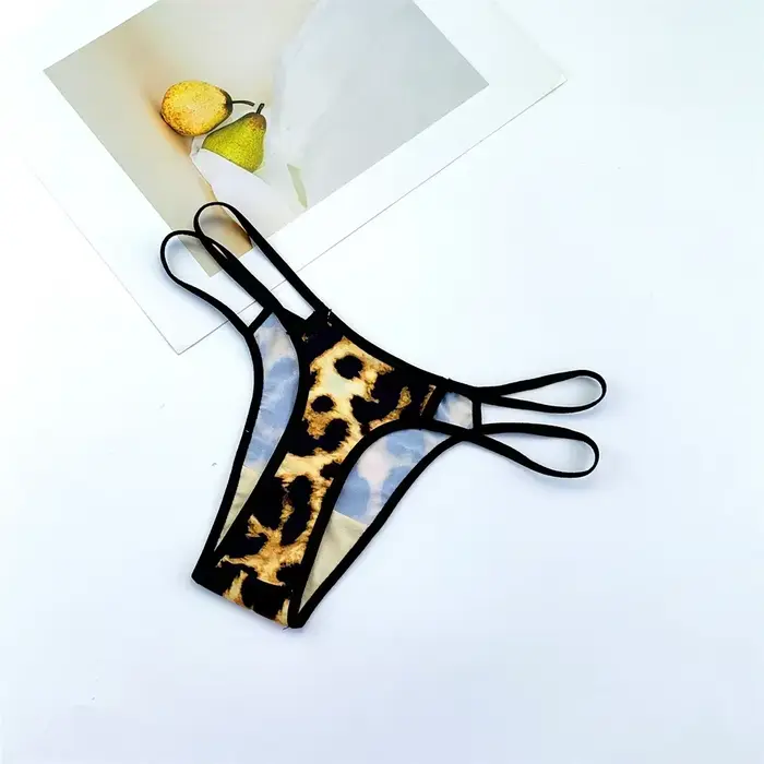 CamSolomon-tangá Leopard pre ženy, Sexy spodná bielizeň, nízky pás, tenké popruhy, bezšvíkový nylon, bohatší, 2 kusy v balení