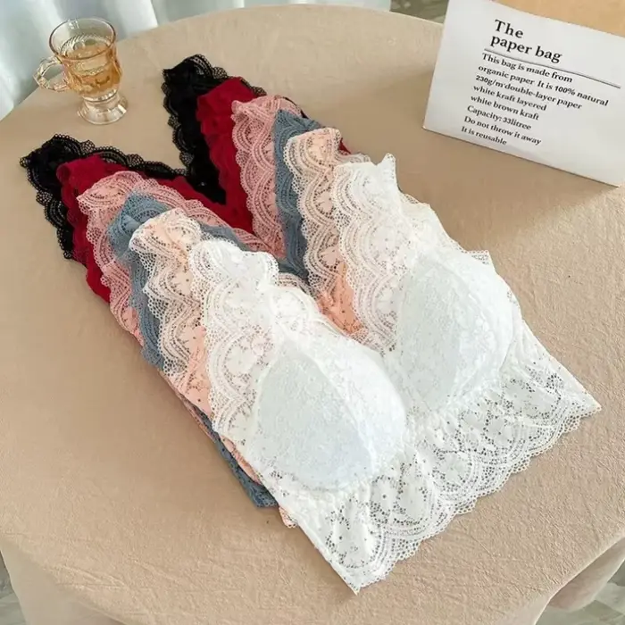 Dámske čipkové podprsenky, sexy spodná bielizeň s hlbokým výstrihom, bezdrôtové tielka, dámske spodné prádlo, podprsenky s výstrihom, čalúnené kamzíky