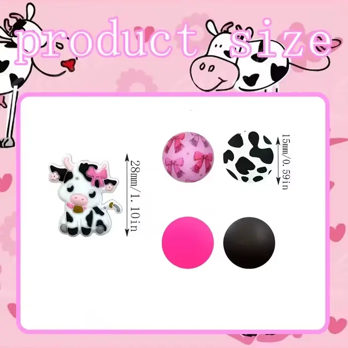 Sada silikónových korálikov série Cow Spot