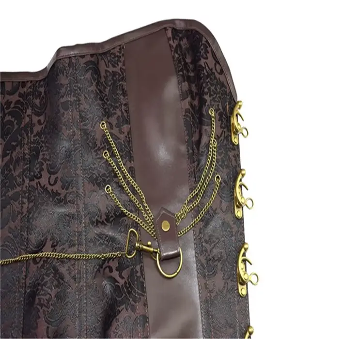 Corset Steampunk Marron à Lacets pour Femme, Vêtement de Corps Gothique, Bustier Vintage Burlesque, Taille Gothique
