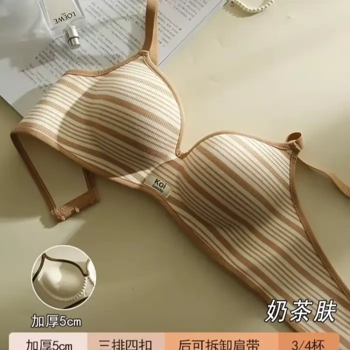 5cm push-up podprsenka pre malé prsia z pruhovanej bavlny bez výstuže pre ženy pohodlné a elegantné pre všetky príležitosti