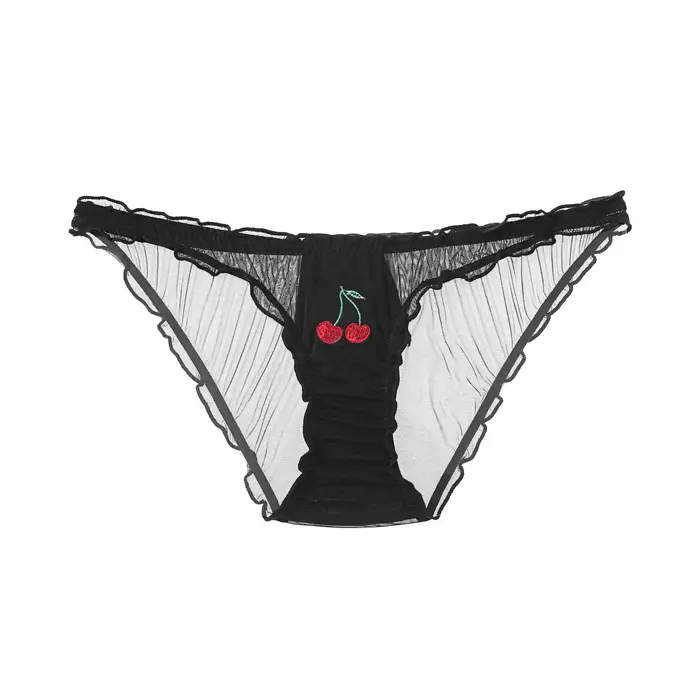 Fruit translucide slips femmes taille basse culottes Sexy sous-vêtements transparents dame slips Lin