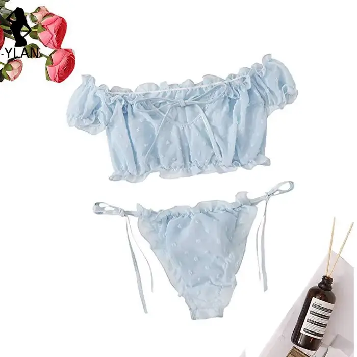 Ensemble de lingerie intime sexy en polyester et élasthanne avec imprimés de points pour femmes, sous-vêtements féminins élégants et confortables pour occasions spéciales