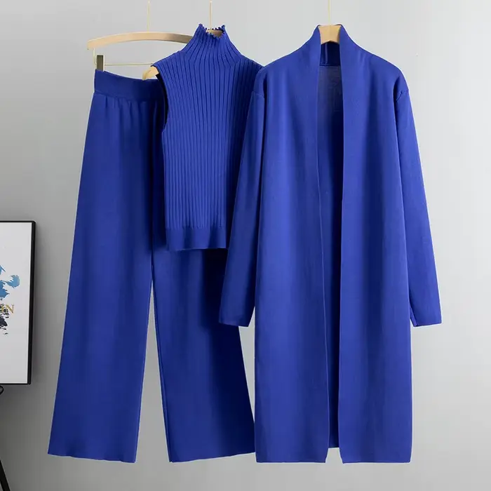 Ensemble 3 pièces élégant et tendance pour femme en tricot Hiver et Automne 2026 : Cardigan, Pull et