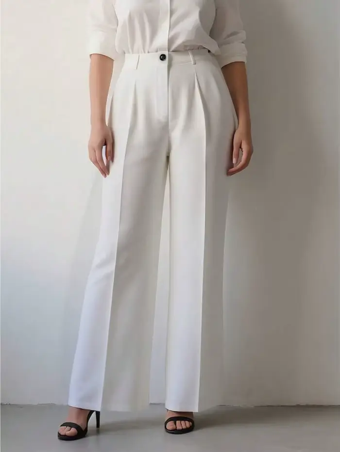 Pantalon de travail ample taille haute décontracté, couleur unie, mode printemps et automne transfro