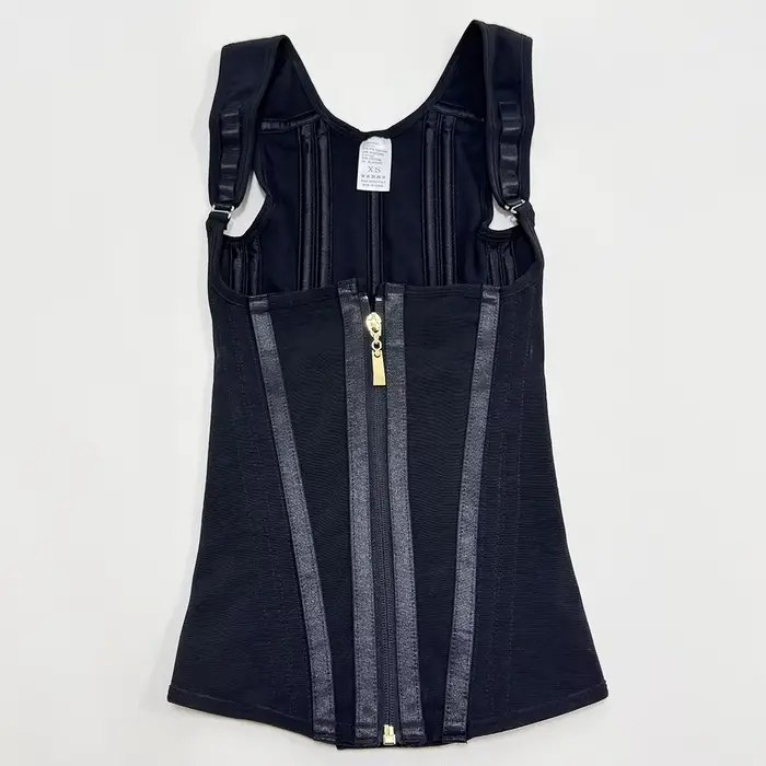 Dámske telo modelovanie korzet, Double Tunic oblečenie, kompresie, pás tréner, nastaviteľný zips a háčkované oči, Peep brucho